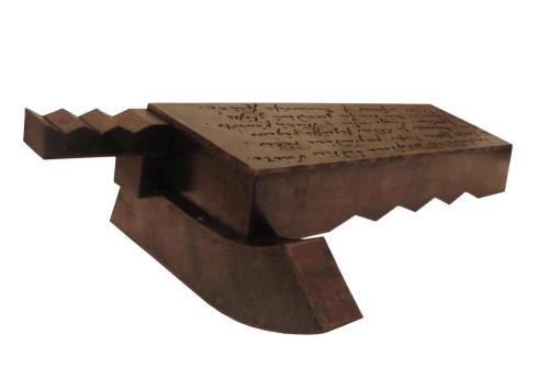 Dedicated to Lithuanian poet Kristijonas Donelaitis (1714-1780). 2011, bronze, L-160 cm, w - 40 cm, h - 30 cm.